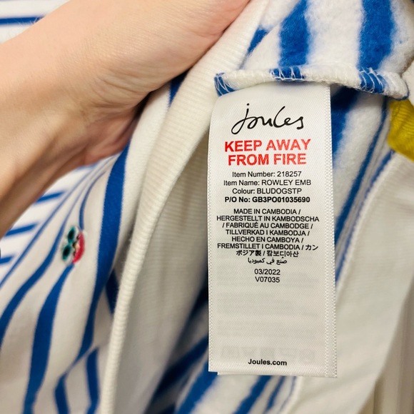 NWT Joules Rowley Embroidered Hoodie in “Blue Dogs Stripe” - Picture 9 of 16